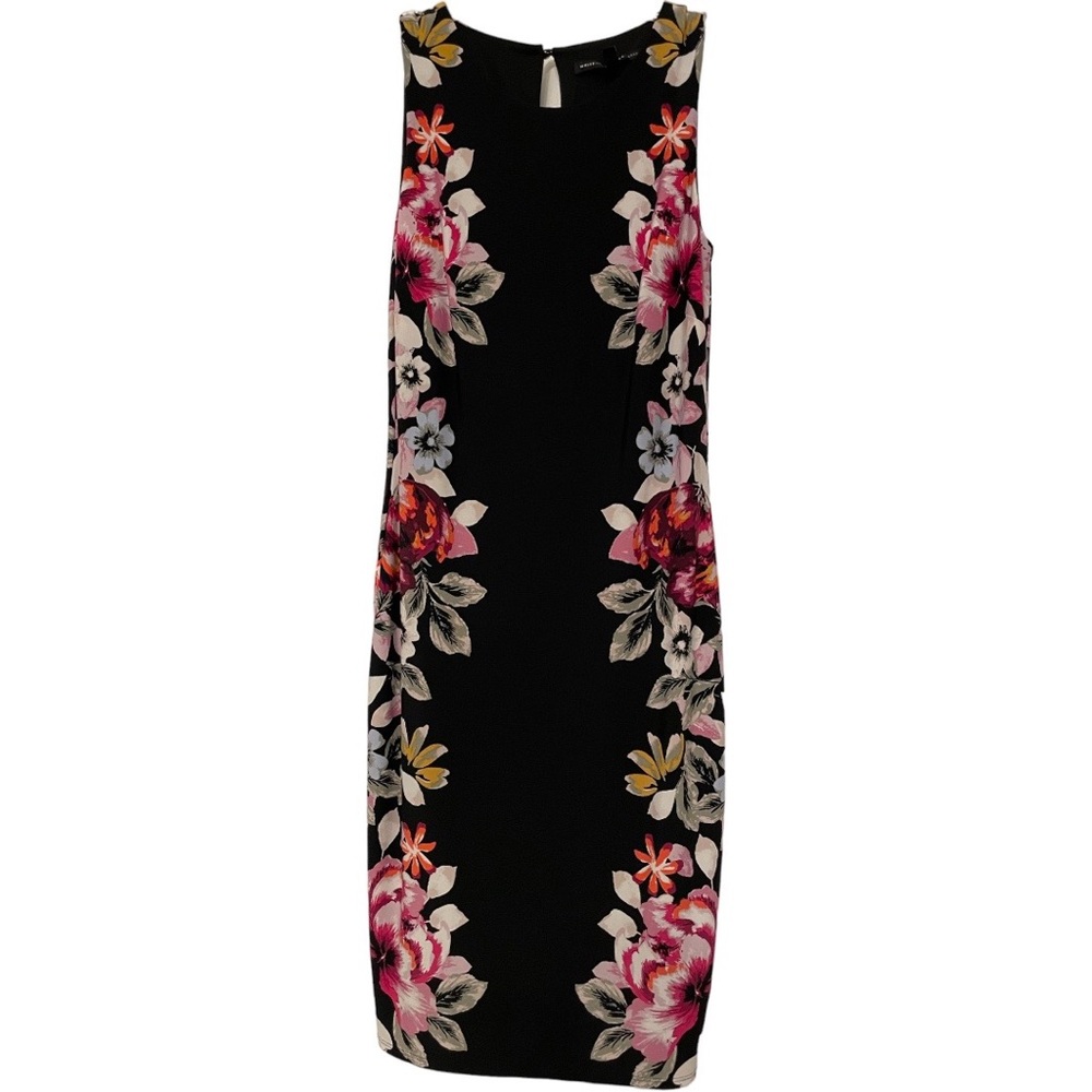 White House Black Market XS black and pink floral sheath dress 🌸🌺
